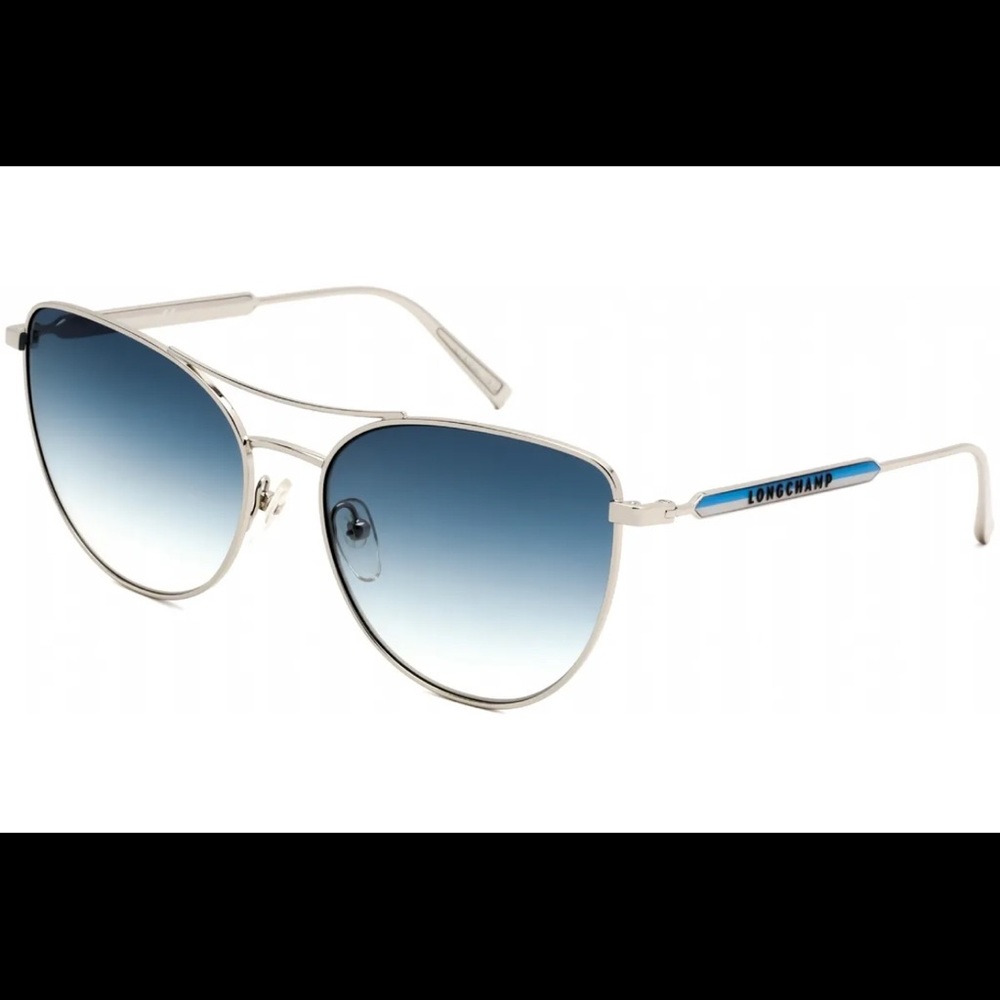 Longchamp Gradient Blue Lens Metal Frame Sunglasses
